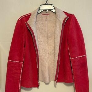 Velvet Red Teddy Jacket with Cream Lining